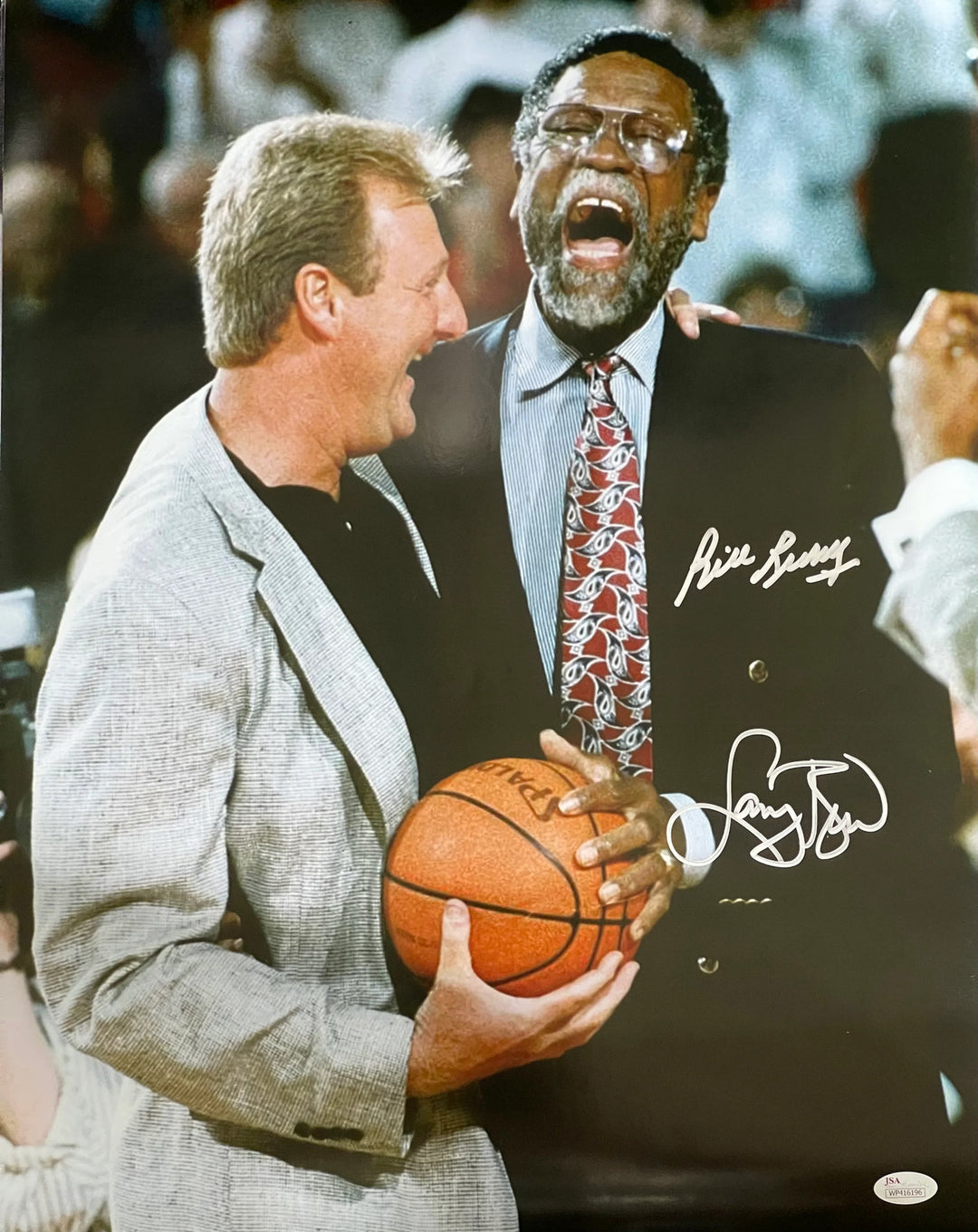 Bill Russell & Larry Bird Autographed 16x20 Photo (JSA)
