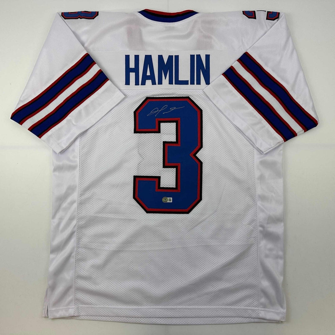 Autographed/Signed Damar Hamlin Buffalo White Jersey Beckett BAS COA