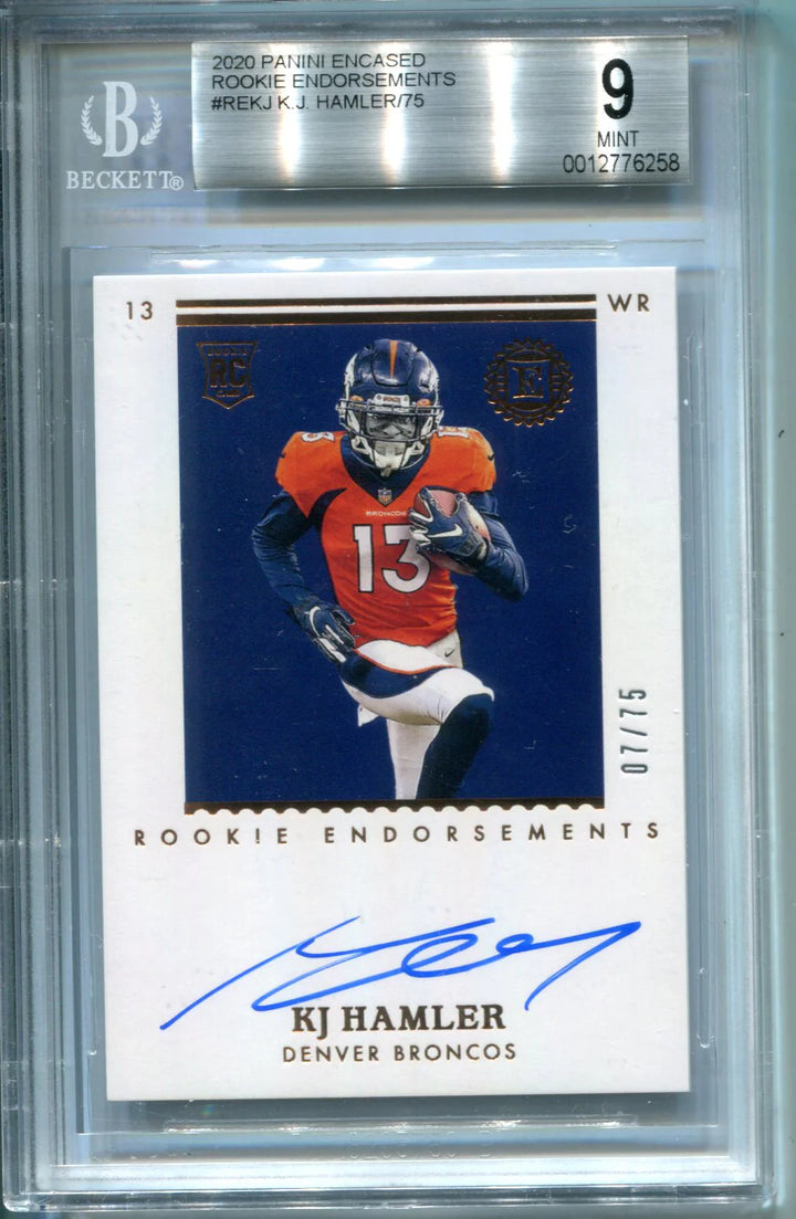 KJ Hamler 2020 Panini Encased Rookie Endorsements Auto Card (BGS MT 9) 7/75