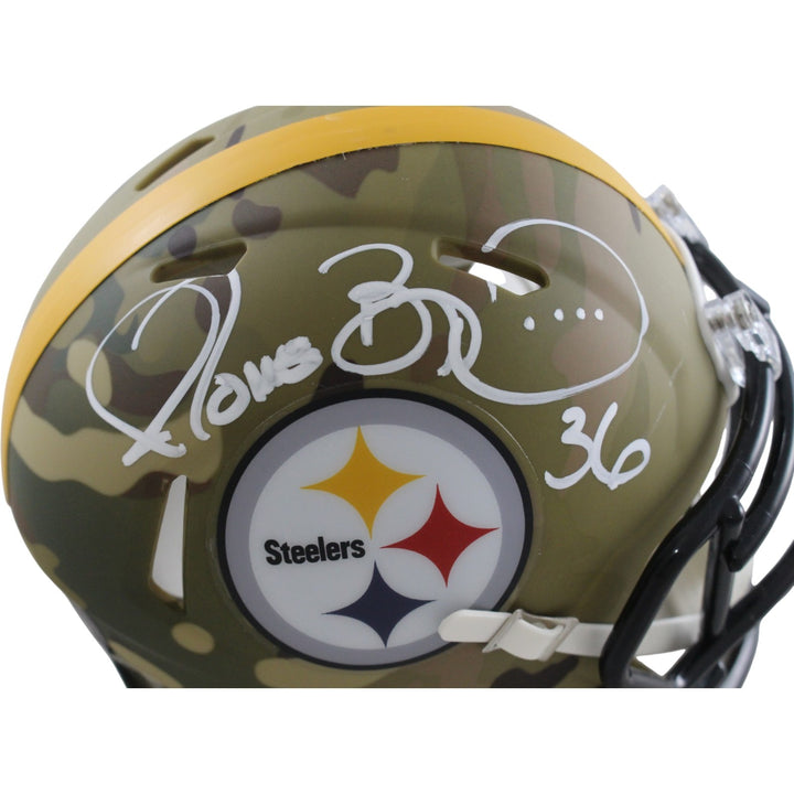 Jerome Bettis Signed Pittsburgh Steelers Camo Mini Helmet Beckett WIT 57537
