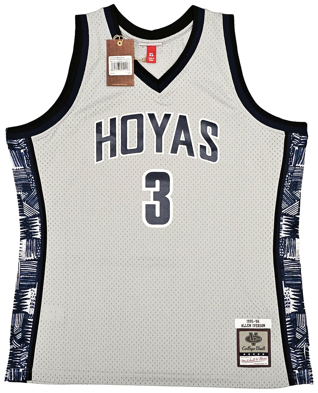 Georgetown Hoyas Allen Iverson Auto Grey Mitchell Ness 95 College Jersey XL BAS
