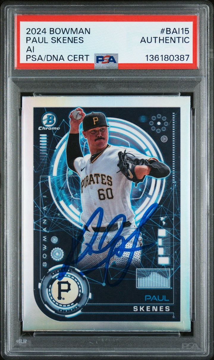 Graded 2024 Topps Bowman Paul Skenes #BAI15 AI RC Card PSA Authentic Auto