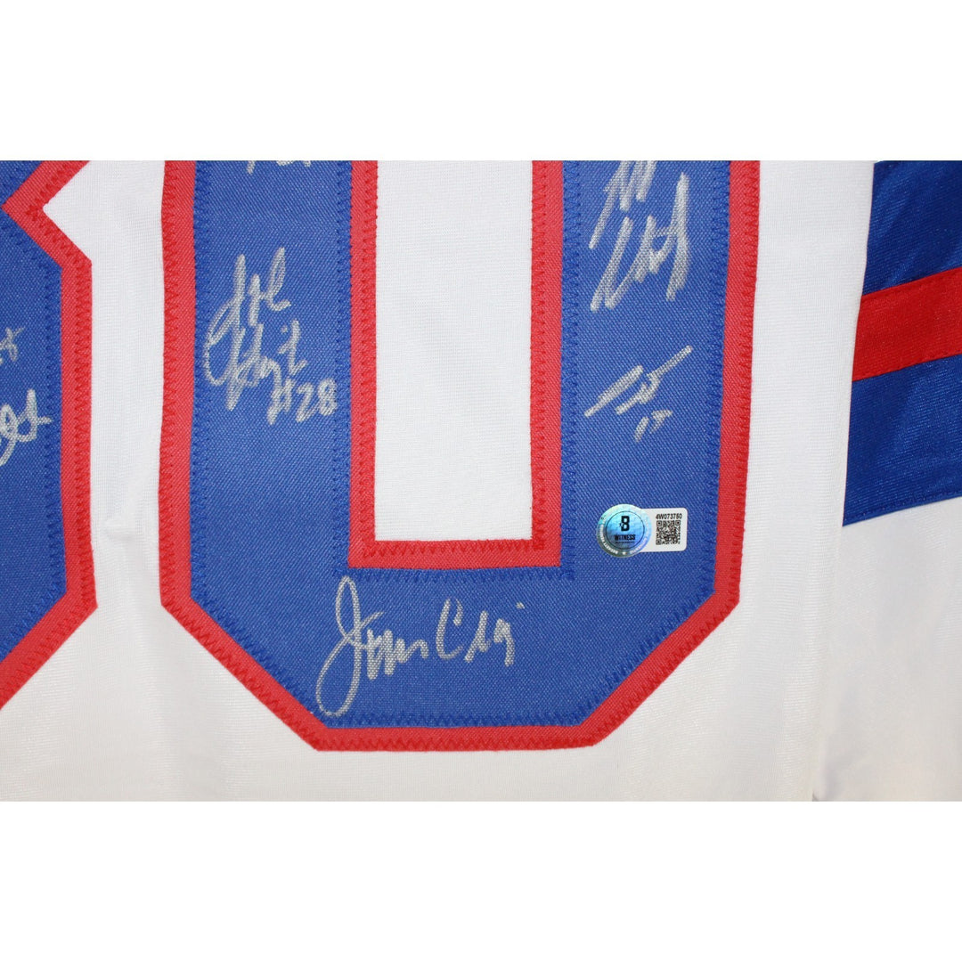 1980 USA Hockey 18 Autos Craig Eruzione Broten Signed White Jersey Beckett 53866