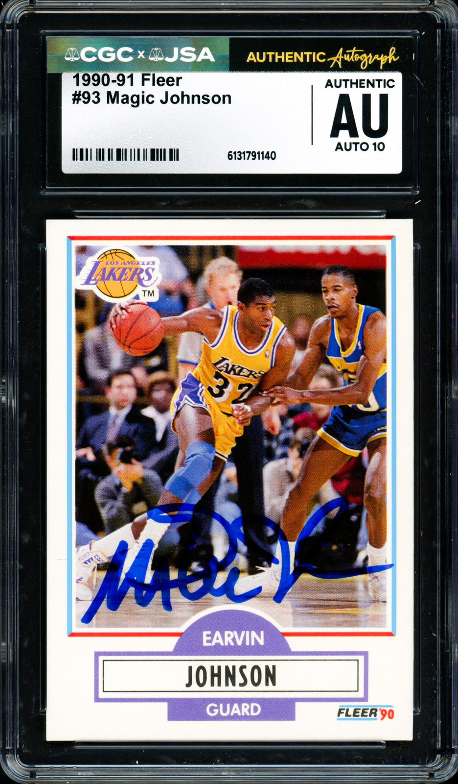 Magic Johnson Signed 1990-91 Fleer Card #93 Lakers Sig GM 10 CGC x JSA
