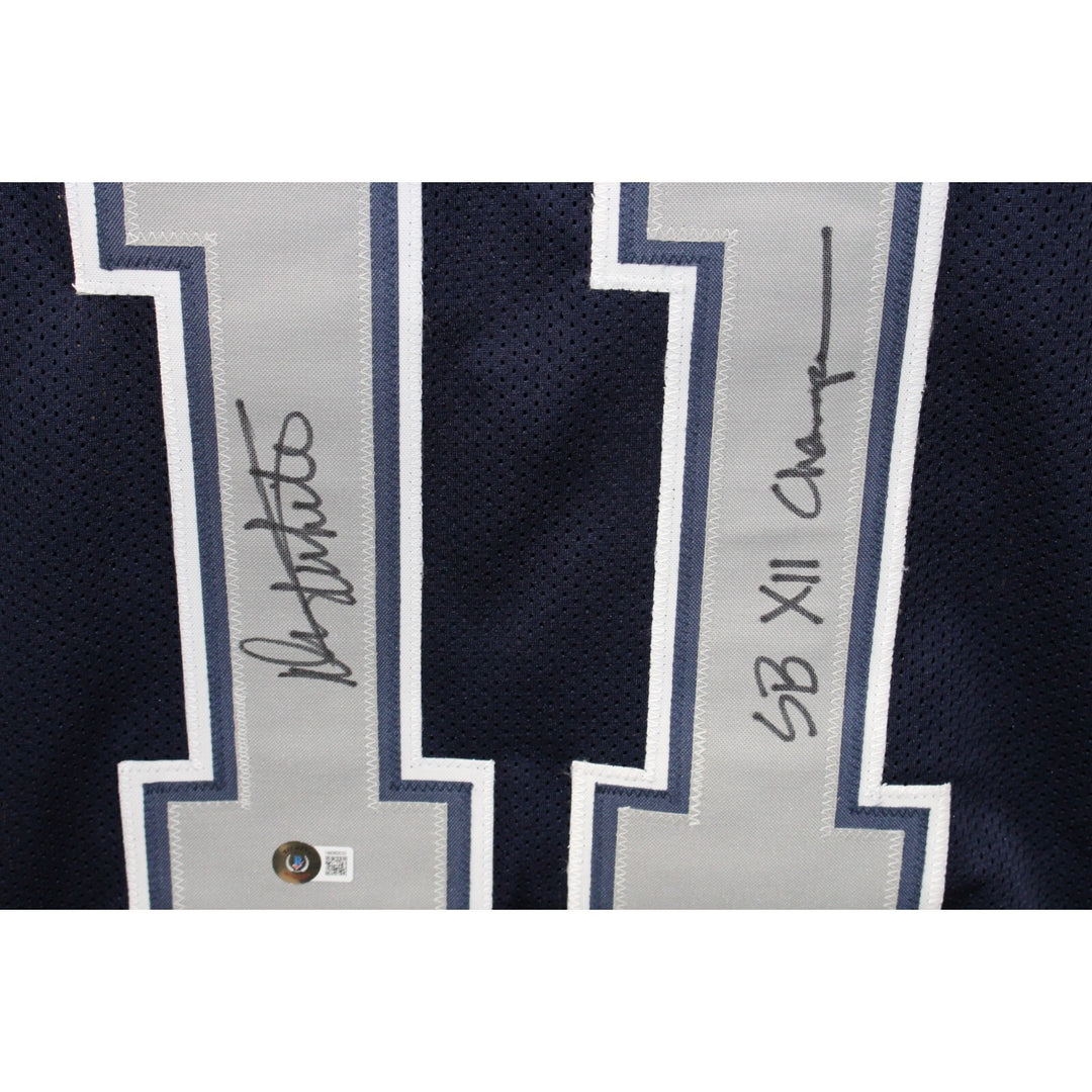 Danny White Autographed Pro Style Size XL Blue Jersey SB Champs. Beckett 44382