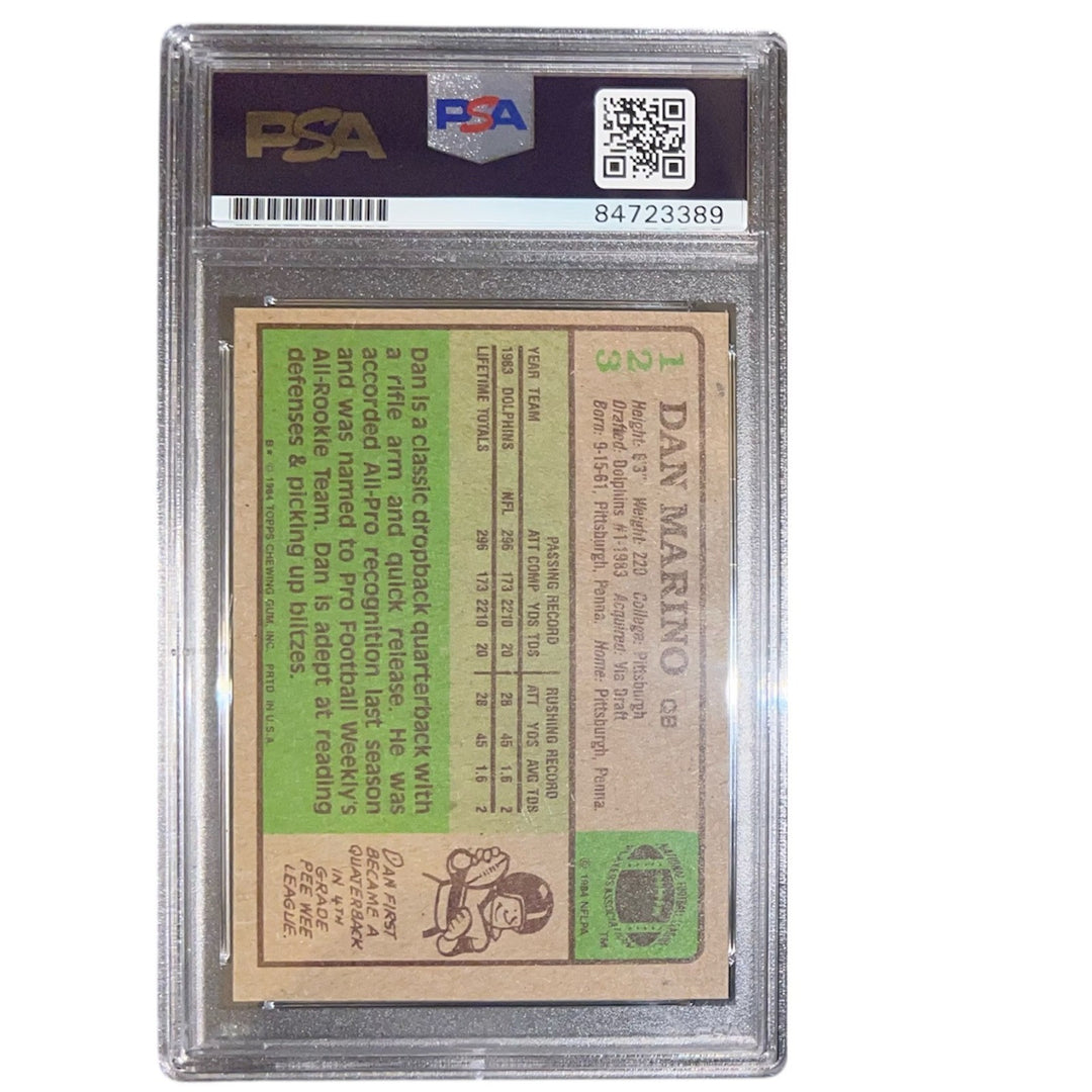 DAN MARINO SIGNED 1984 TOPPS #123 ROOKIE CARD MIAMI DOLPHINS AUTO 9 PSA/DNA