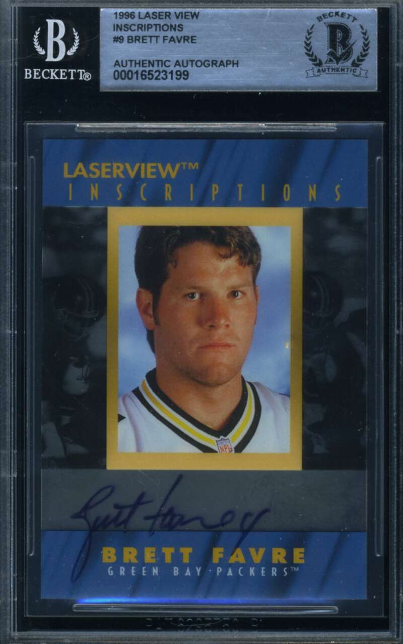 Brett Farve Beckett BAS Signed 1996 Laser View Inscriptions Autograph