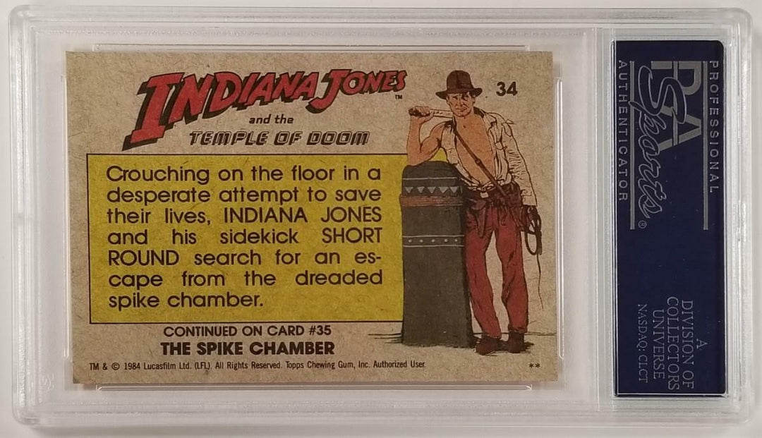 Jonathan Ke Quan signed 1984 Topps Indiana Jones #34 Indy Gets Point Card ~ PSA