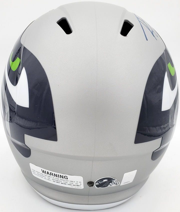 Russell Wilson Signed Seahawks Gray AMP Full Size Speed Replica Helmet In Blue