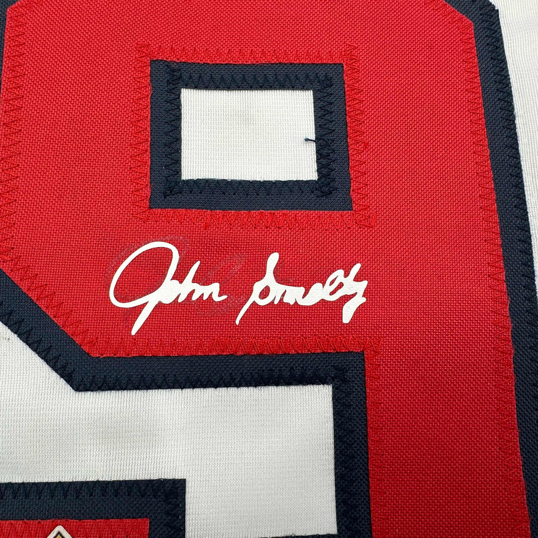 Facsimile Autographed John Smoltz Atlanta White Reprint Jersey Size Men's XL