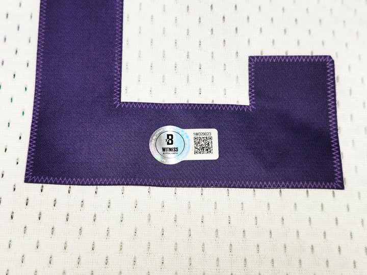 Jazz John Stockton Auto White Auth Mitchell Ness 91-92 HWC Swingman Jersey BAS