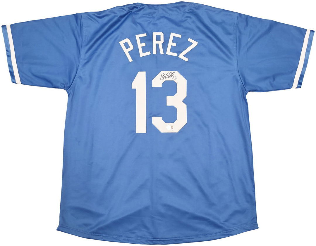 Kansas City Royals Salvador Perez Signed Baby Blue Jersey Beckett Witness