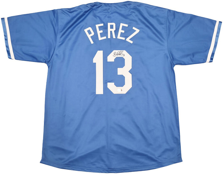 Kansas City Royals Salvador Perez Signed Baby Blue Jersey Beckett Witness