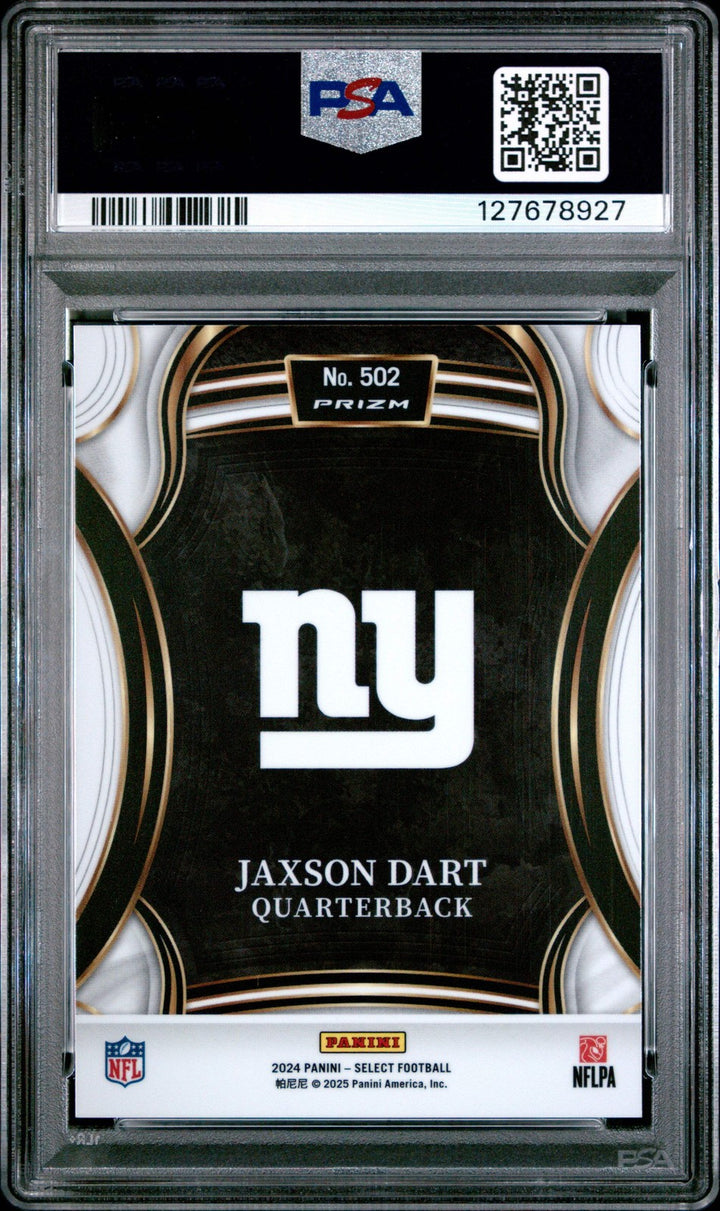 Graded 2024 Panini Select Jaxson Dart #502 XRC Silver Prizm Rookie Card PSA 10