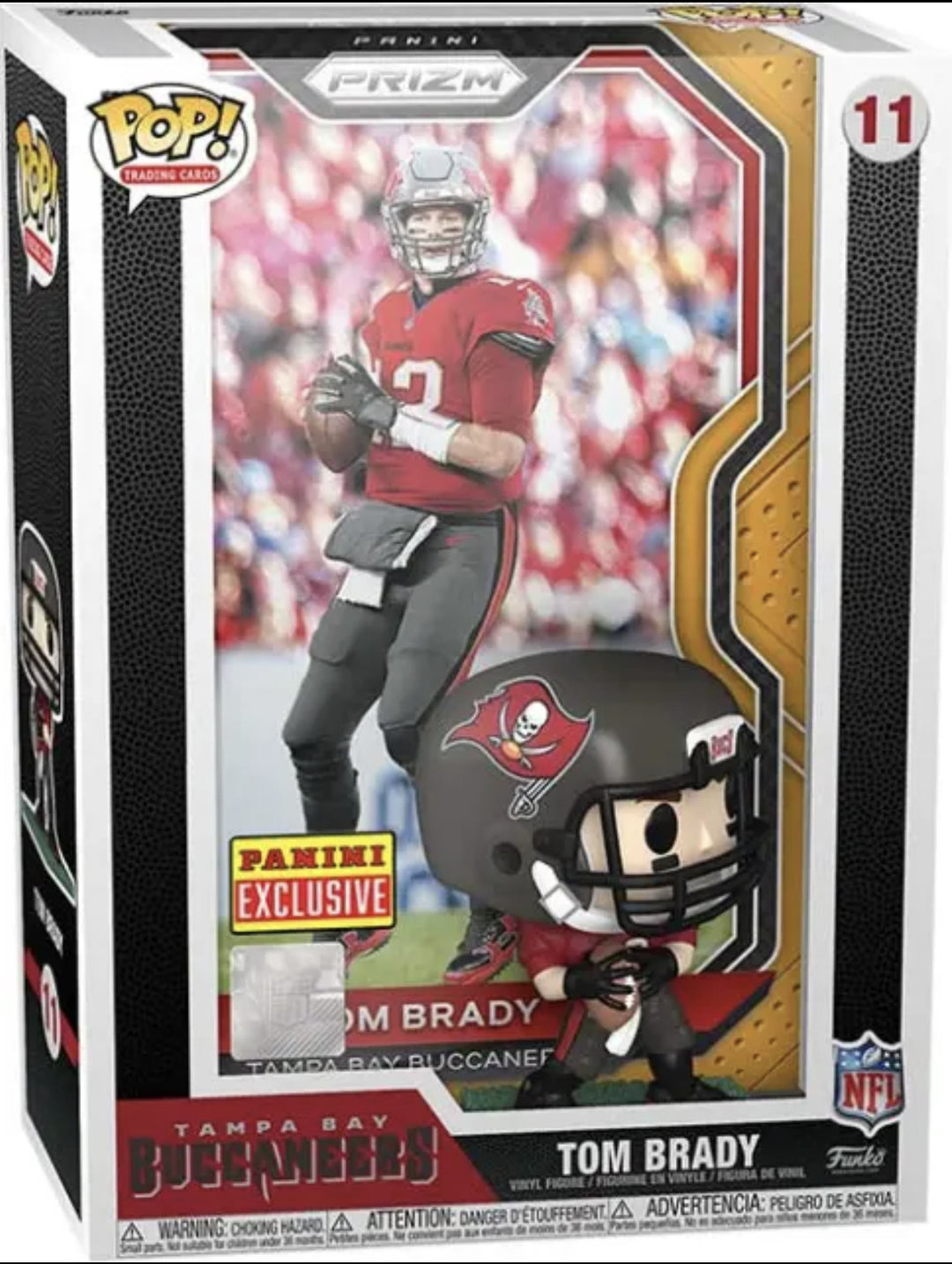 TOM BRADY PANINI EXCLUSIVE GOLD PRIZM NFL FUNKO POP! FIGURINE TRADING CARD #11