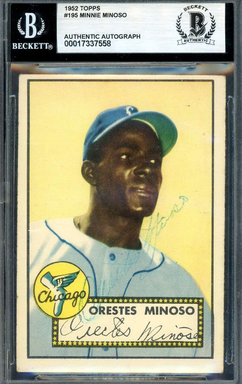 Minnie Minoso Beckett BAS Vintage Signed 1952 Topps Rookie Autograph