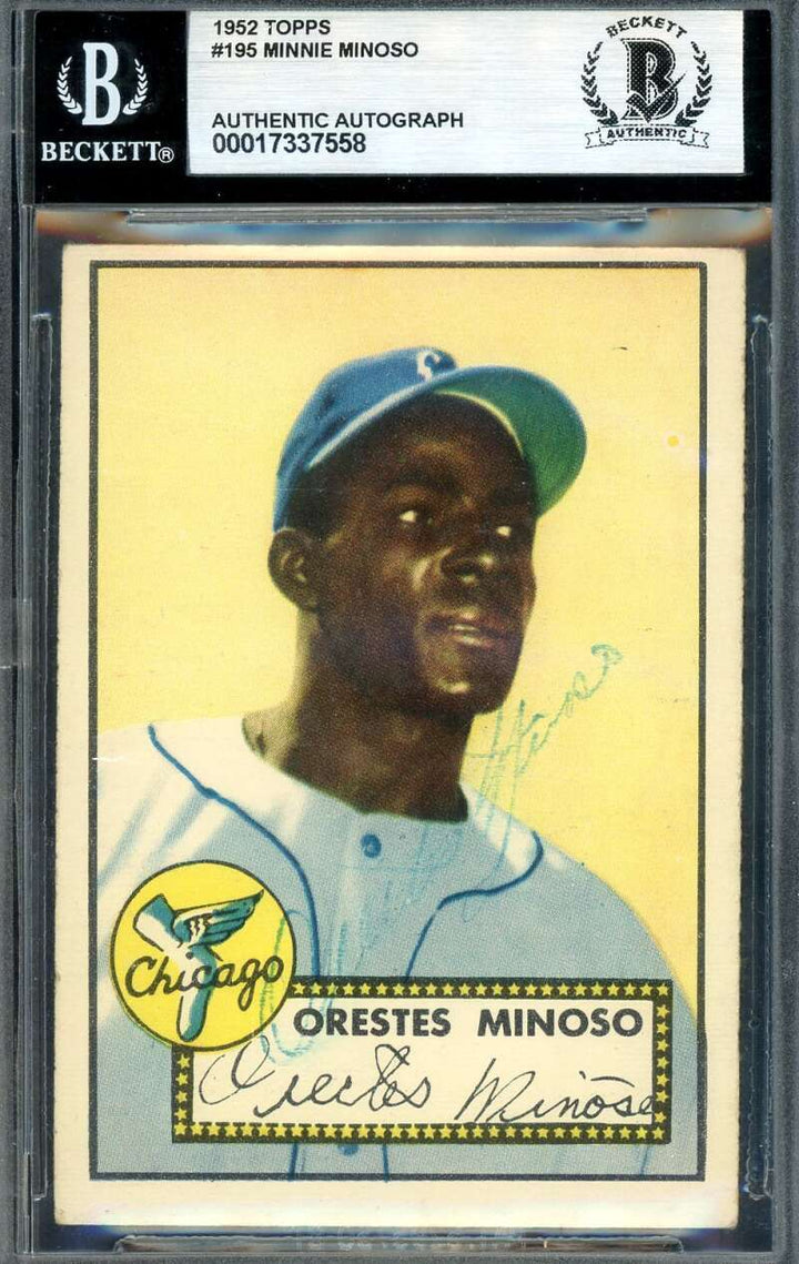 Minnie Minoso Beckett BAS Vintage Signed 1952 Topps Rookie Autograph