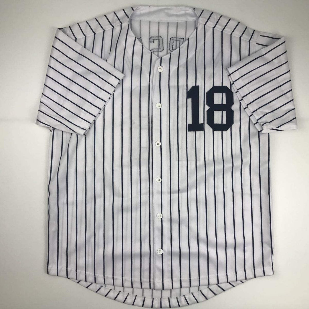 Autographed/Signed DON LARSEN New York Pinstripe Jersey JSA COA Auto