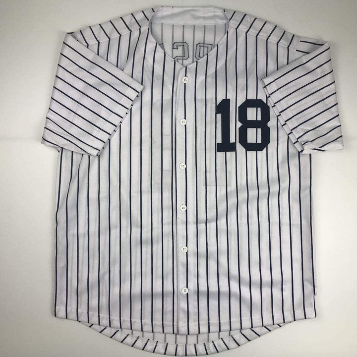Autographed/Signed DON LARSEN New York Pinstripe Jersey JSA COA Auto