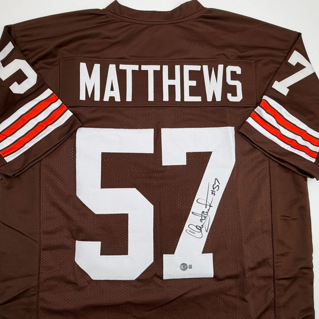 Autographed/Signed Clay Matthews Jr Cleveland Brown Jersey Beckett BAS COA