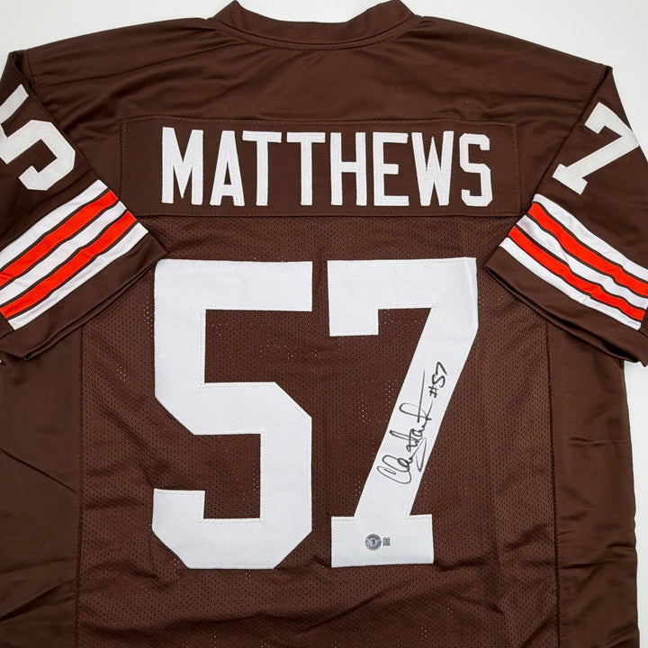 Autographed/Signed Clay Matthews Jr Cleveland Brown Jersey Beckett BAS COA