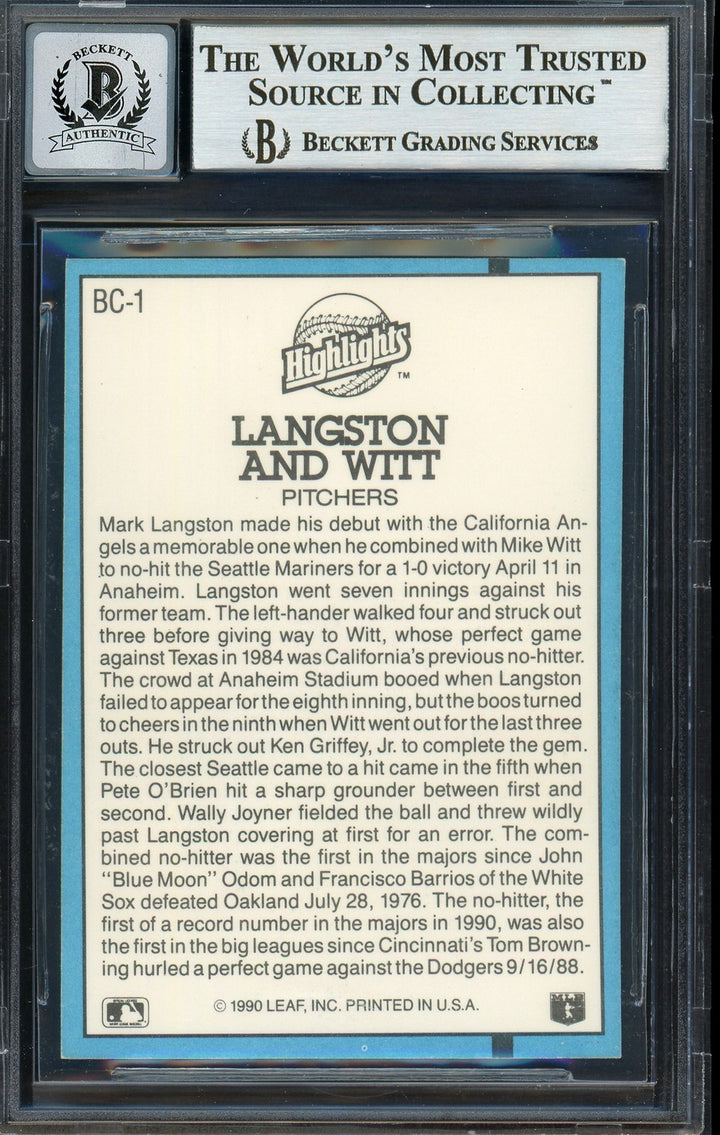 Mark Langston & Mike Witt Signed 1991 Donruss Card BC-1 Angels Sig 10 Beckett
