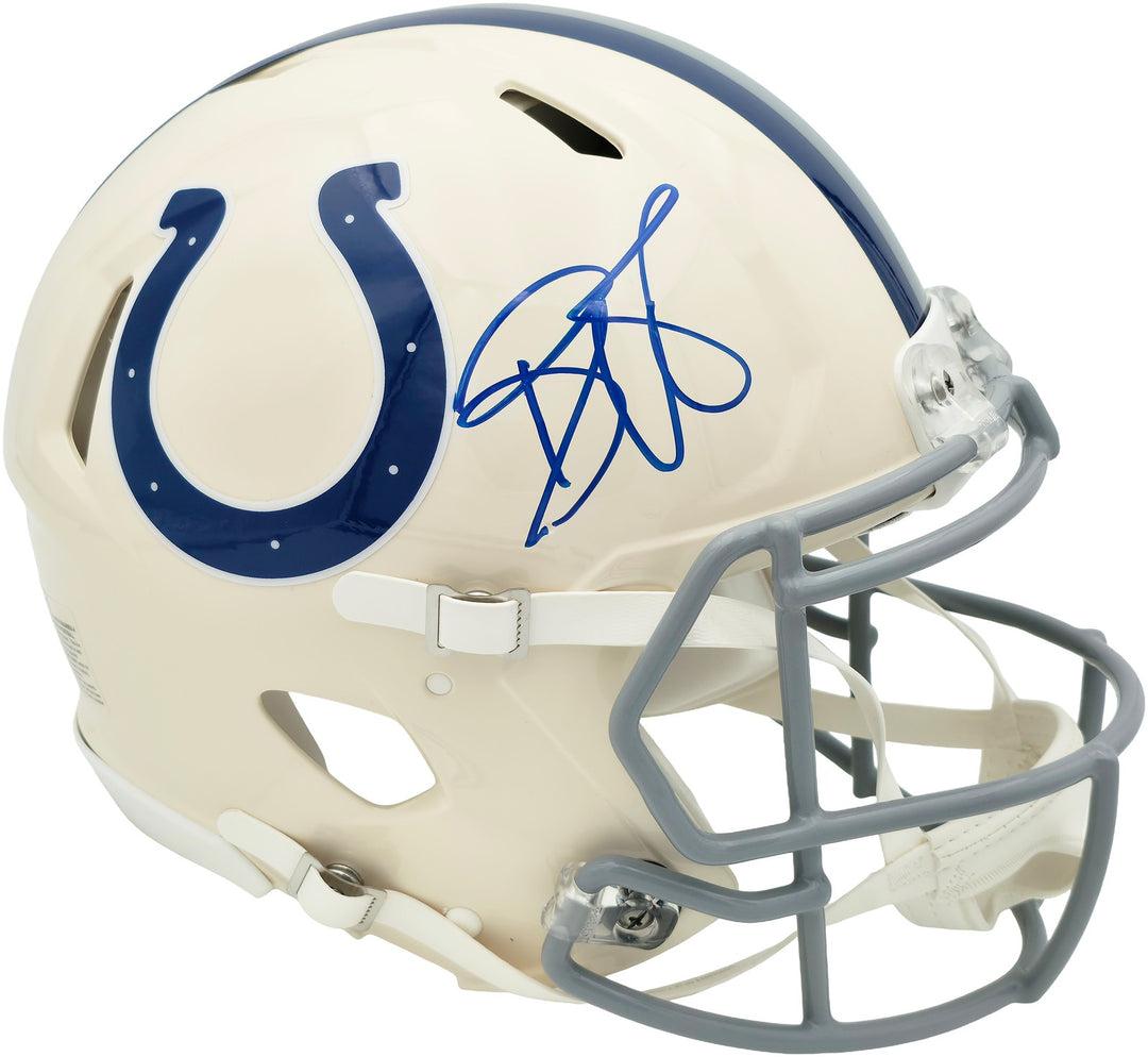 Reggie Wayne Signed Colts Cream Retro Full Size Authentic Helmet BAS