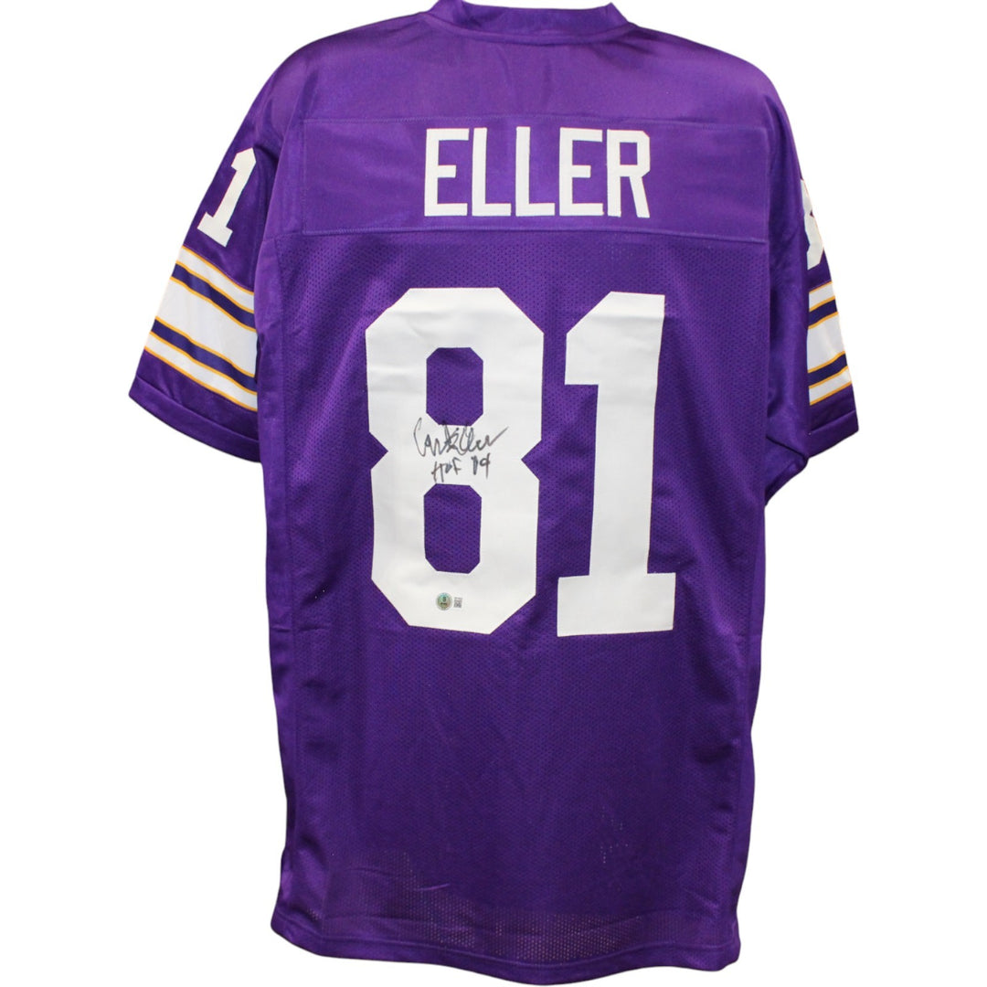 Carl Eller Autographed Pro Style Size XL Purple Jersey HOF Beckett Witness 54624