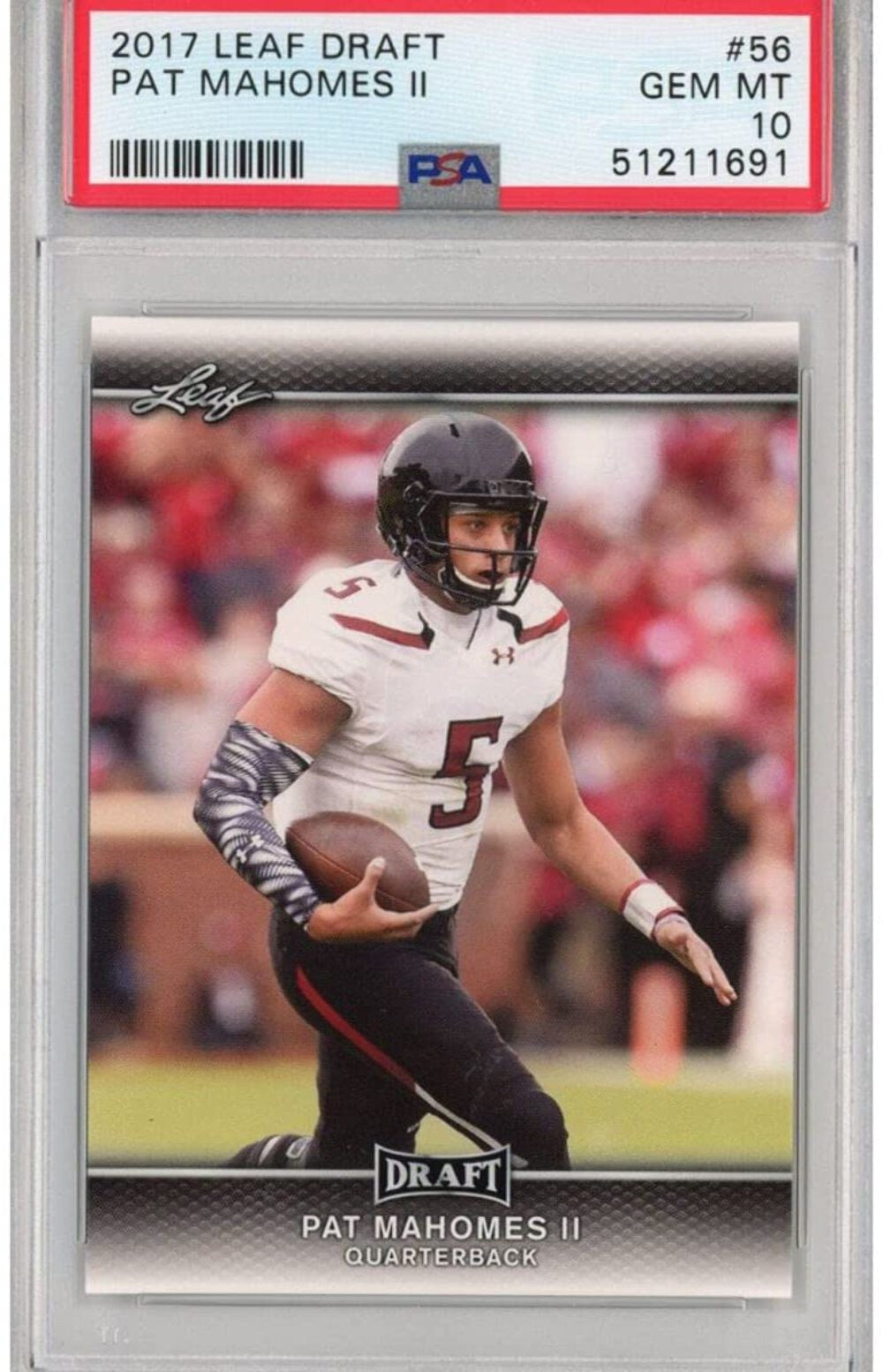 Graded 2017 Leaf Draft PATRICK MAHOMES II #56 Rookie RC Football Card PSA 10