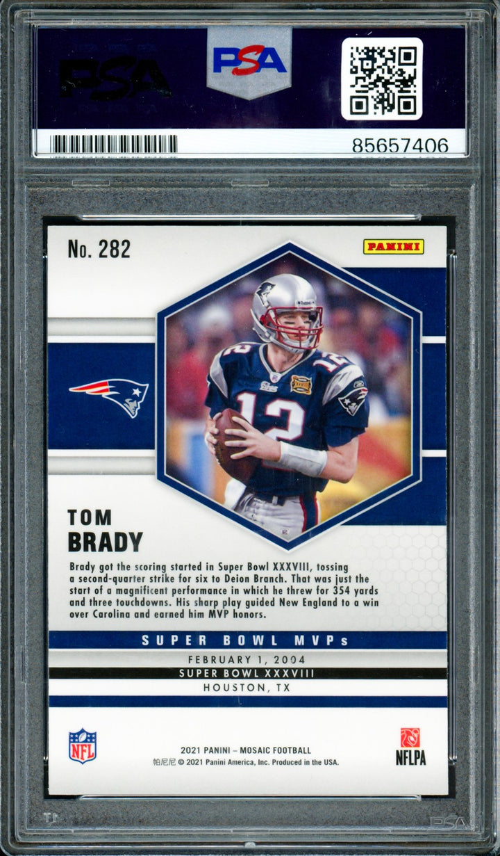 Tom Brady Auto Signed 2021 Panini Mosaic Card 282 Patriots Auto GM 10 PSA/DNA