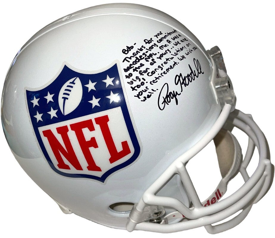 Roger Goodell signed Riddell NFL Logo FS Rep Helmet To: Bob/7 line Insc -Beckett