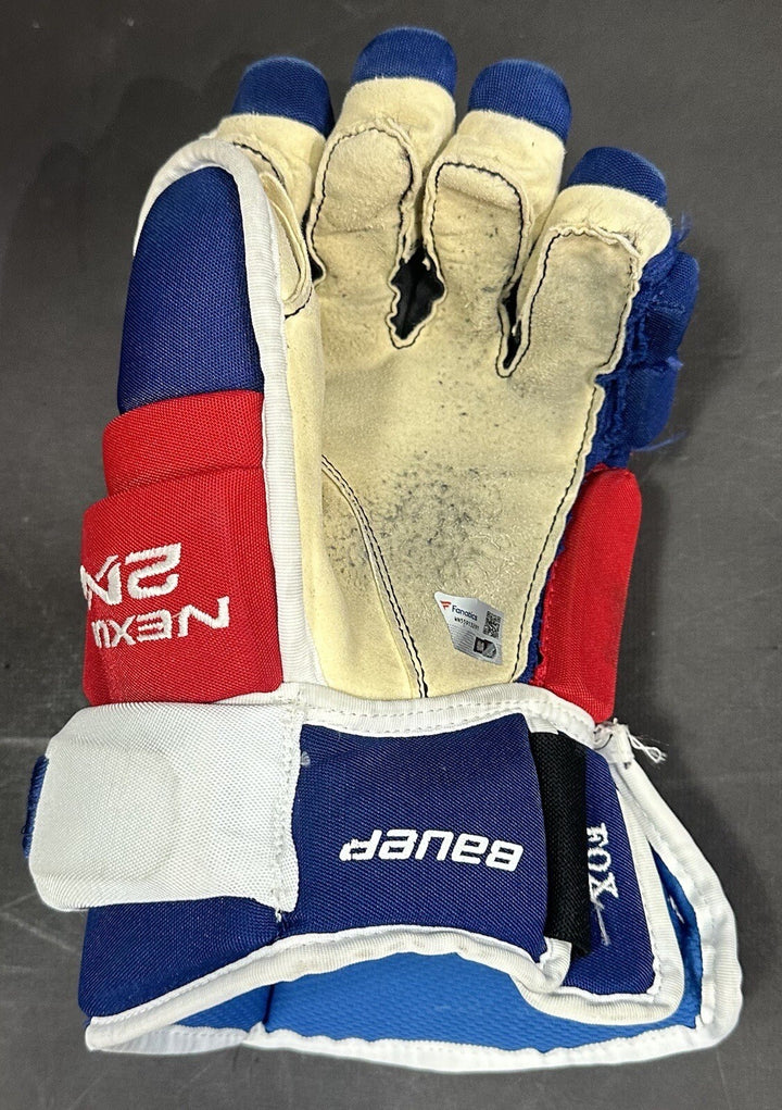 Adam Fox New York Rangers 2022 Game Used Bauer Nexus Gloves Pair Fanatics COA