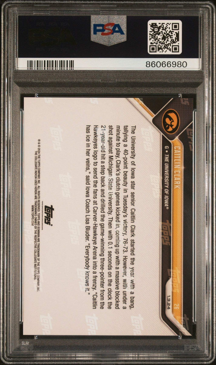 Graded 2023 Topps Bowman U Now Caitlin Clark #26 Rookie Basketball Card PSA 10