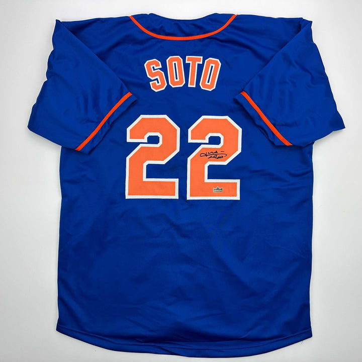 Facsimile Autographed Juan Soto New York Blue Reprint Jersey Size Men's XL