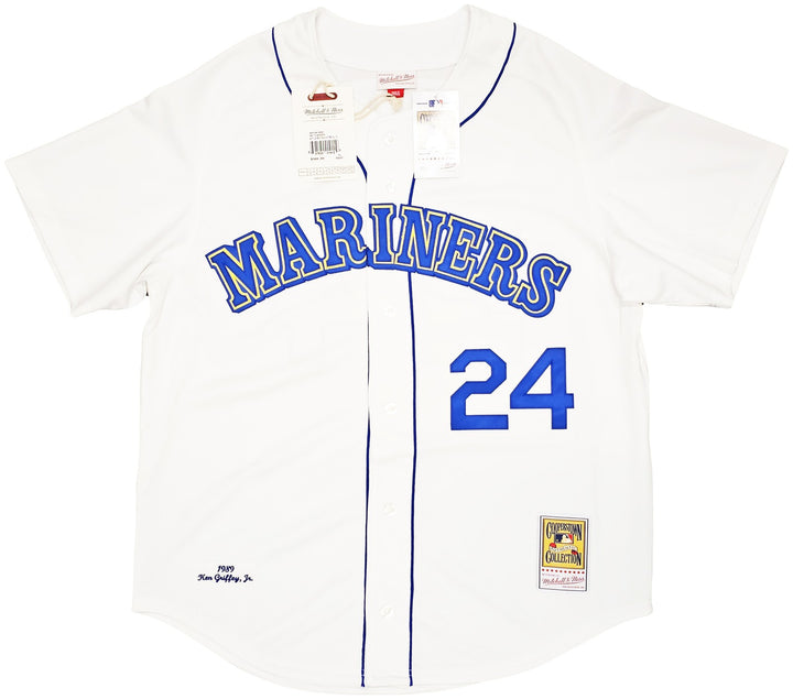 Mariners Ken Griffey Jr. Auto White Mitchell Ness 89 Cooperstown Jersey Beckett