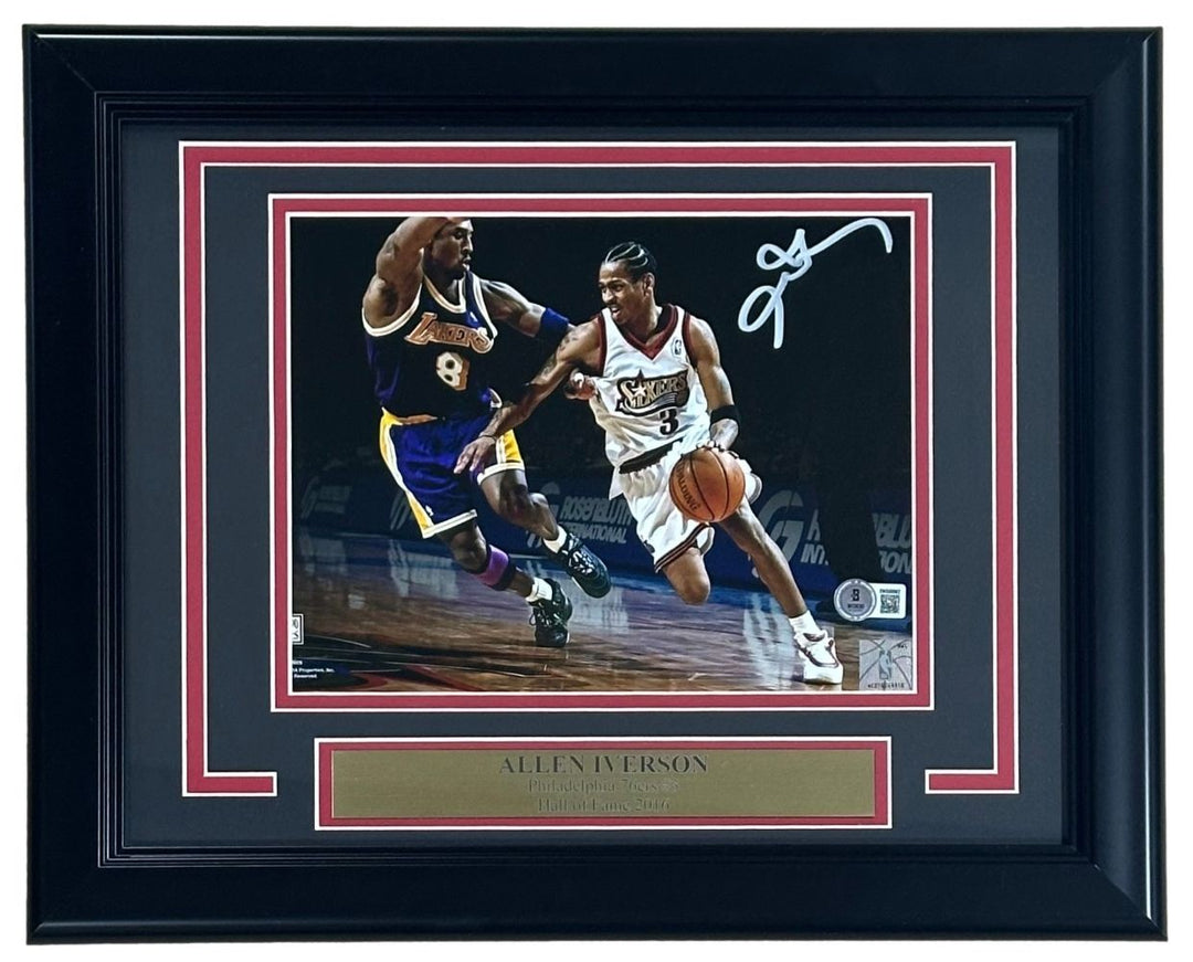 Allen Iverson Signed Framed 8x10 Philadelphia 76ers vs Kobe Bryant Photo 2 BAS