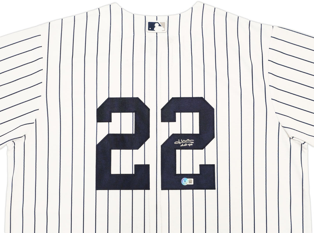 New York Yankees Juan Soto Signed White Pinstripes Nike Jersey Size XL Beckett