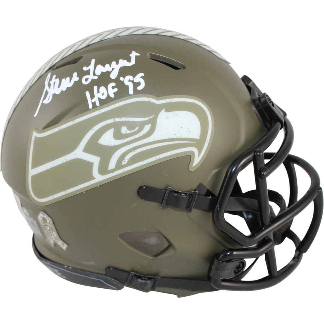 Steve Largent Autographed Seattle Seahawks 2022 STS Mini Helmet Beckett 53641