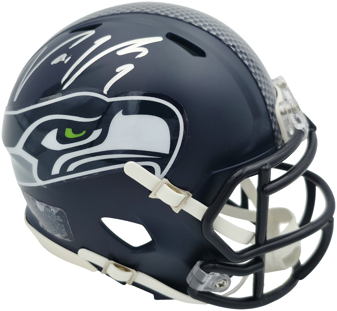 Uchenna Nwosu Signed Seahawks Blue SB LX Champions Logo Speed Mini Helmet MCS