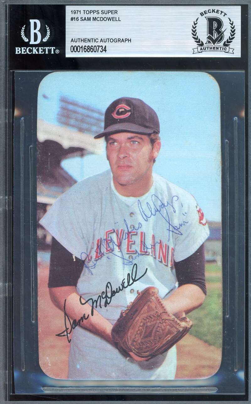 Sam McDowell Beckett BAS Signed 1971 Topps Super Autograph
