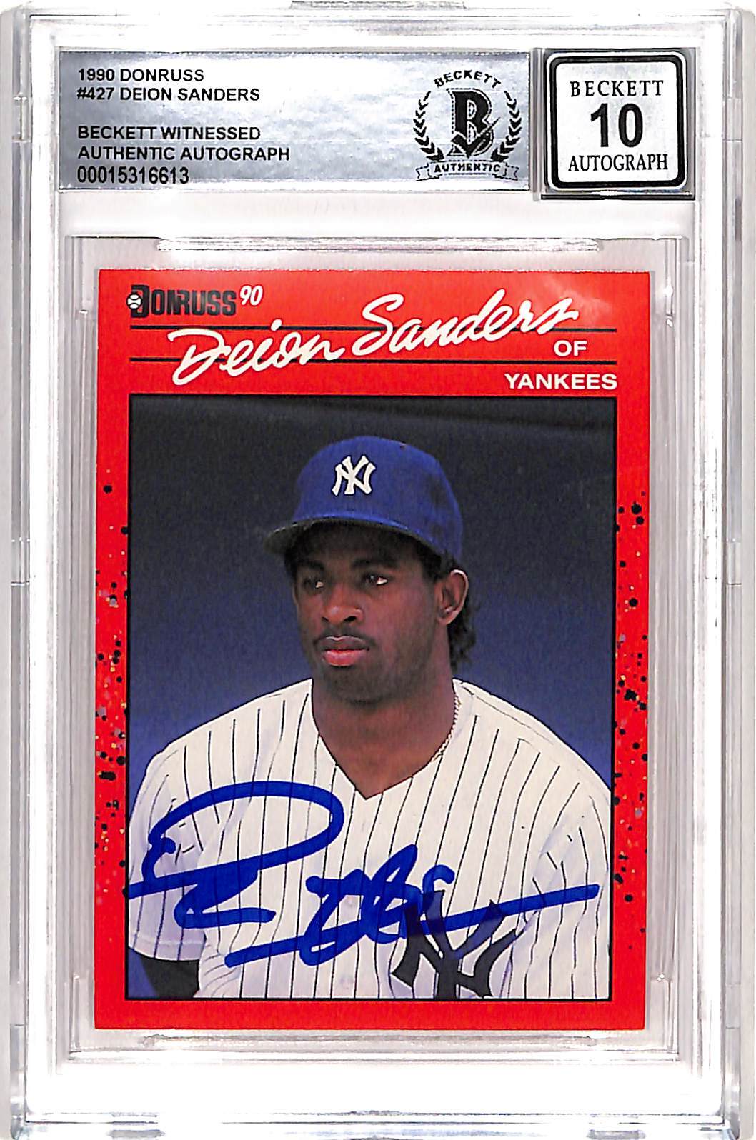 Deion Sanders Signed 1990 Donruss #427 Card 10 Auto Beckett 42652