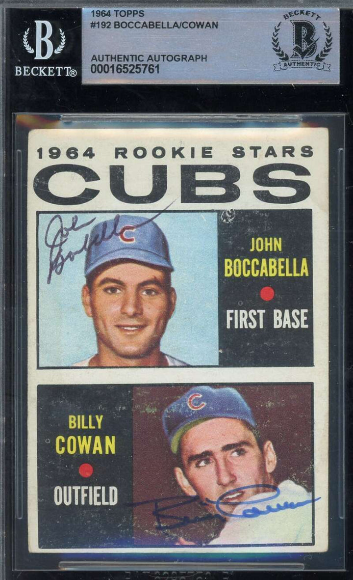 John Boccabella Billy Cowan Beckett BAS Signed 1964 Topps Rookie Autograph
