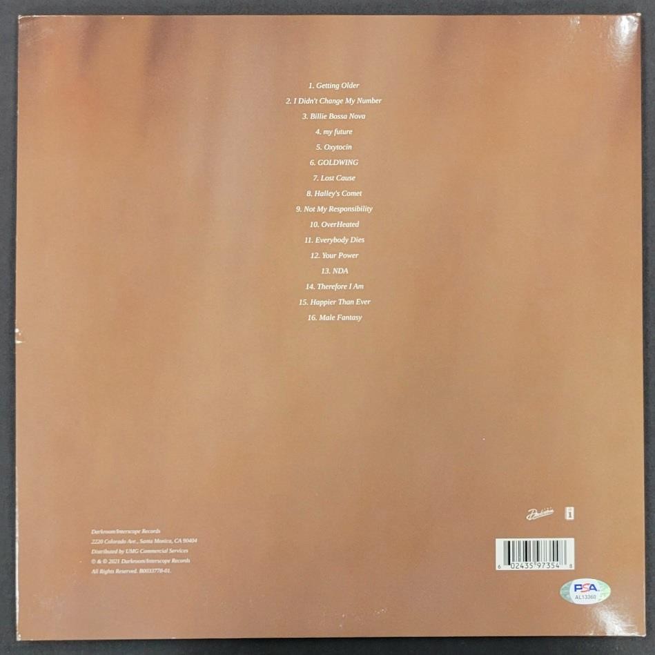 Billie Eilish autograph signed Happier Than Ever Vinyl Album Cover ~ PSA Sticker