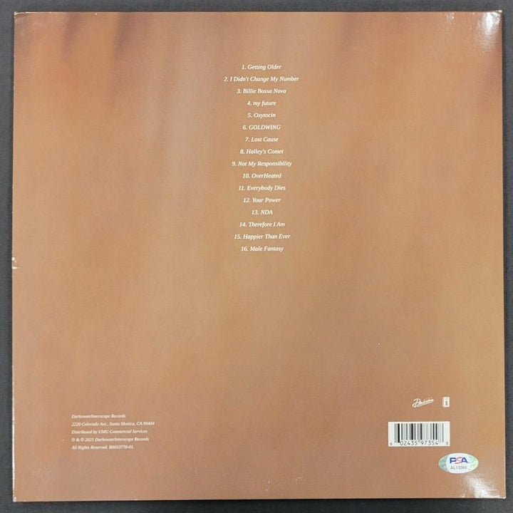 Billie Eilish autograph signed Happier Than Ever Vinyl Album Cover ~ PSA Sticker