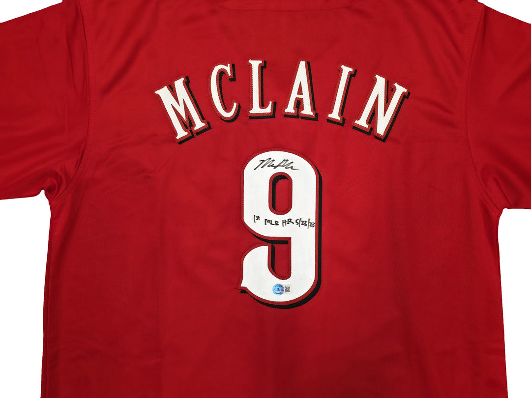 Reds Matt McLain Signed Red Jersey "1st MLB HR 5/23/23" Beckett Witness