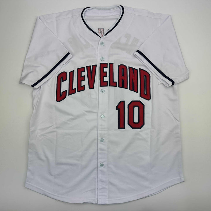 Autographed/Signed Edwin Encarnacion Cleveland White Jersey JSA COA