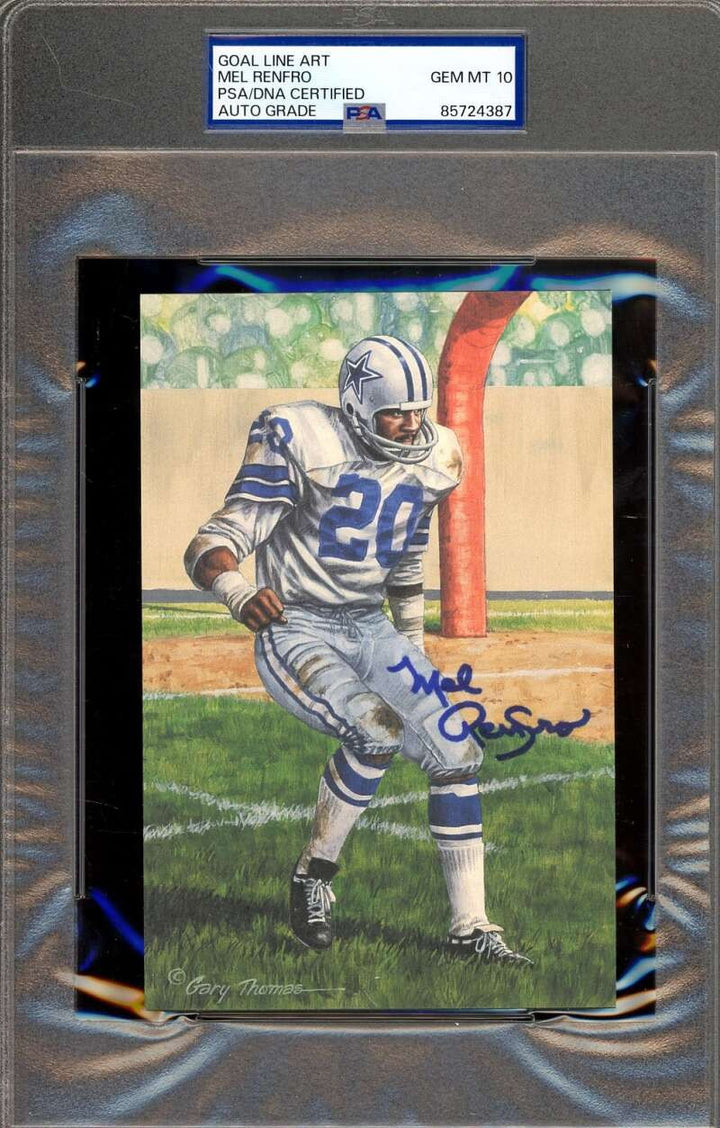 Mel Renfro Gem Mint 10 PSA DNA Signed Goal Line Art Card GLAC Autograph