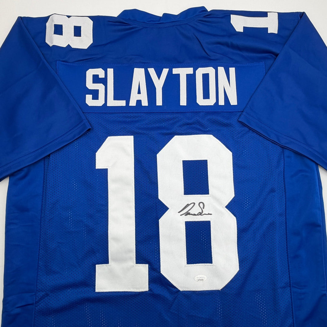 Autographed/Signed DARIUS SLAYTON New York Blue Jersey JSA COA Auto