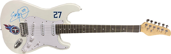 Eddie George signed Tennessee Titans Logo White 39" FS Strat Electric Guitar-BAS