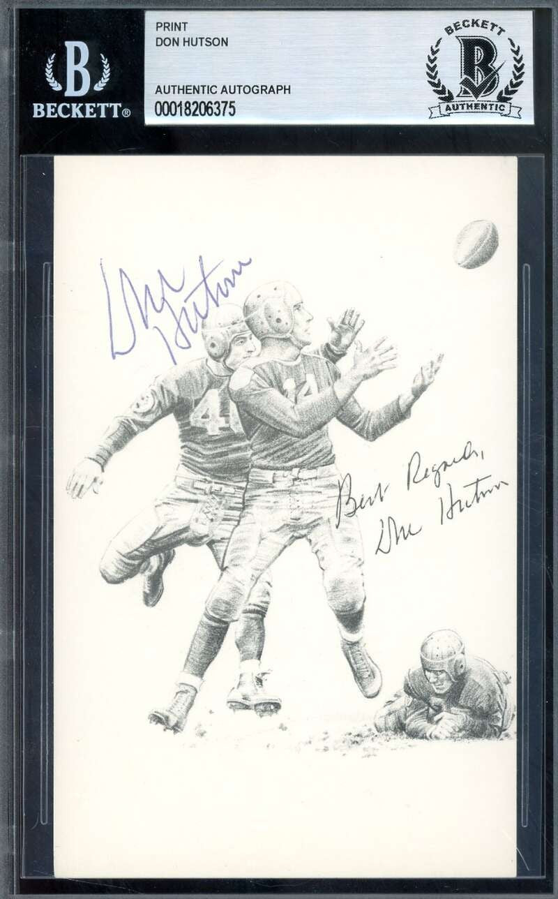 Don Hutson Beckett BAS Signed Hall Of Fame Trading Card Autograph